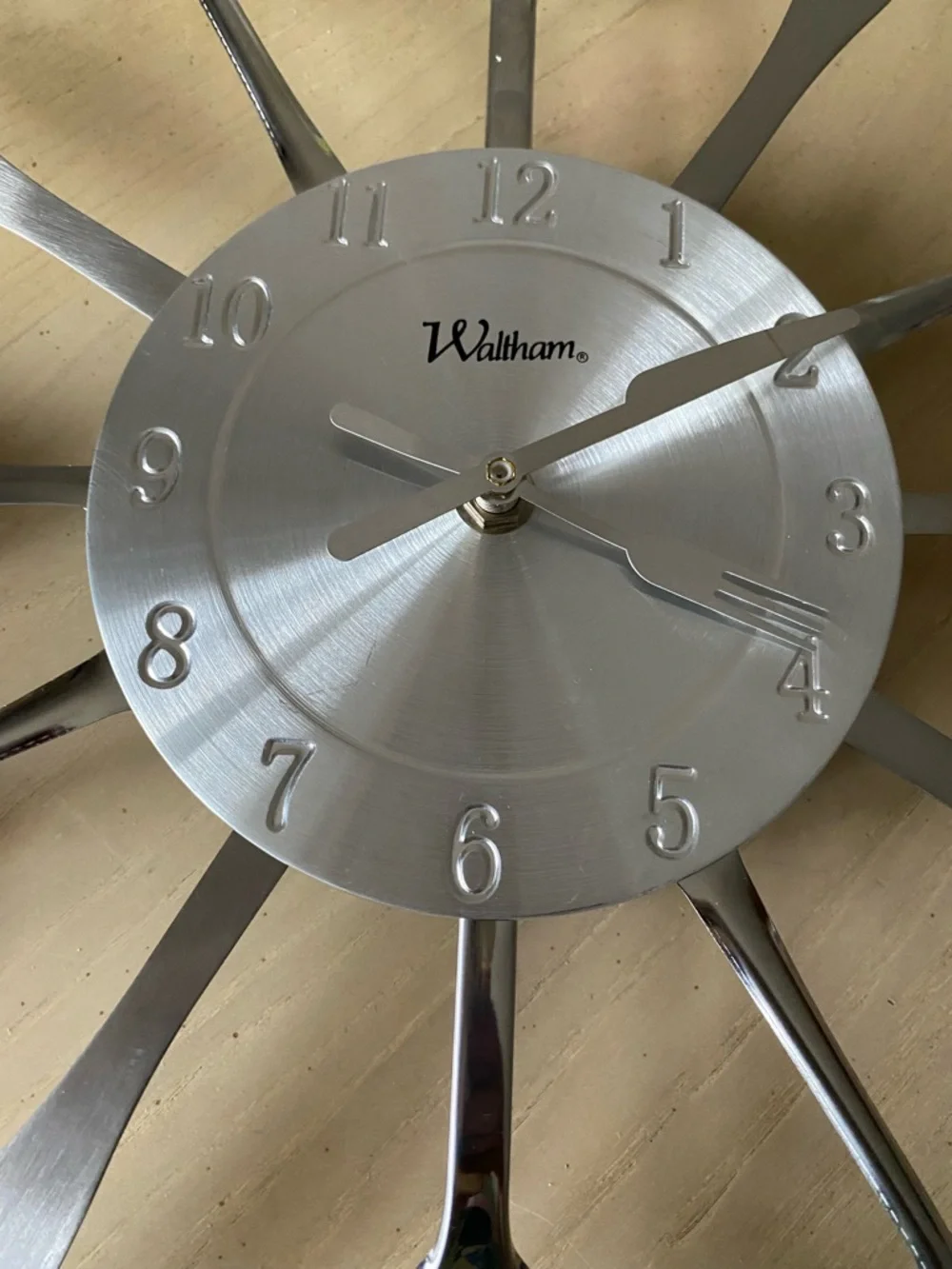 Silver Waltham Retro 15” Utensil Decorative Kitchen Wall Clock